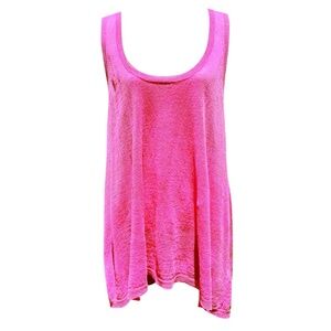 DKNY 100% LINEN CORAL PINK SCOOP NECK RACERBACK LOOSE FIT TANK TOP